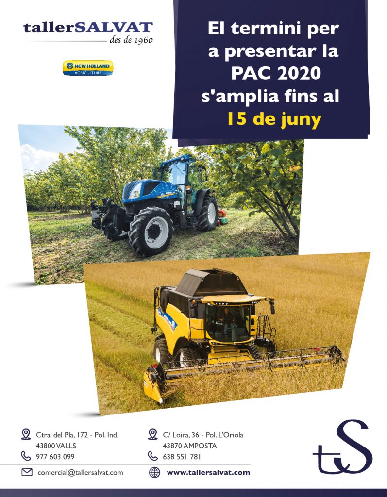 El termini per a presentar la PAC 2020 s’amplia fins al 15 de juny